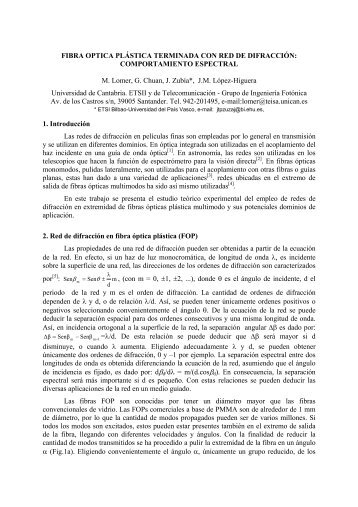 FIBRA OPTICA PLÁSTICA TERMINADA CON RED DE DIFRACCIÓN