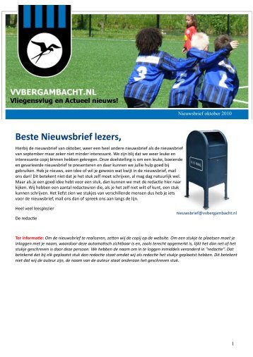 Beste Nieuwsbrief lezers, - Voetbalvereniging Bergambacht