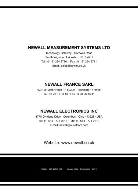 Newall Measurement Systems - Newall Electronics Inc.