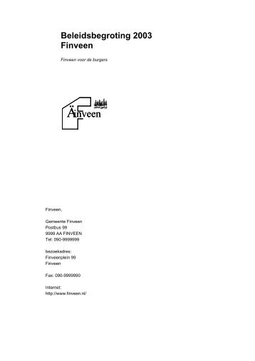 Dummy-begroting gemeente Finveen (2002, pdf) - Actieprogramma ...