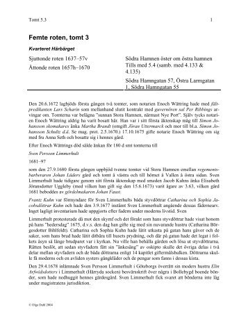 Rote 5, tomt 3 - Göteborgs tomtägare 1637-1807