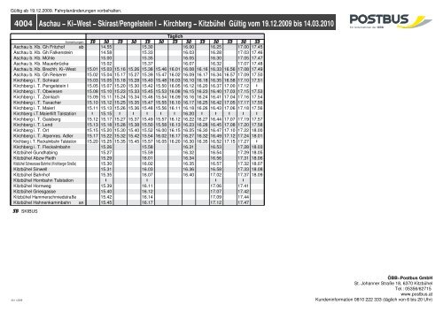 4004 Kitzbühel − Kirchberg in Tirol − Aschau Gültig vom13.12.2009 ...