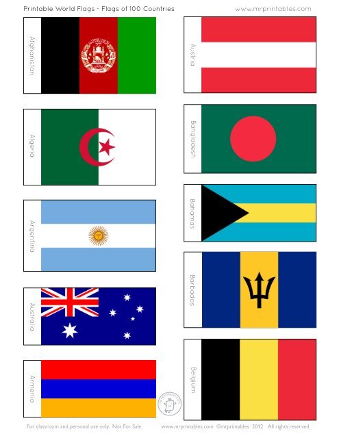 Free World Flag Printables