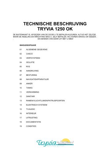Technische Beschrijving 1250 OK - Tryvia Jachten