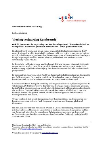 Persbericht Viering verjaardag Rembrandt - Leiden