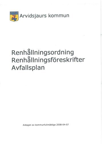 Föreskrifter om avfallshantering för Arvidsjaurs och Arjeplogs ...