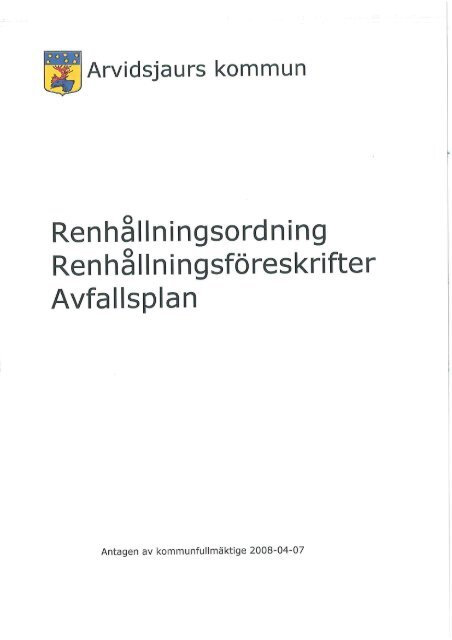 Föreskrifter om avfallshantering för Arvidsjaurs och Arjeplogs ...