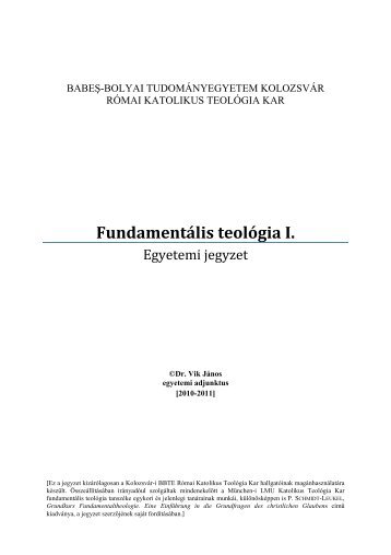 Fundamentális teológia I. - Vik János honlapja