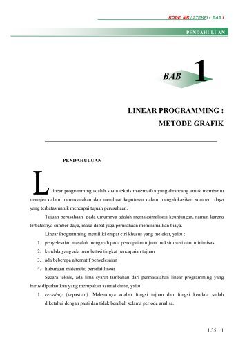 LINEAR PROGRAMMING : METODE GRAFIK - Directory UMM