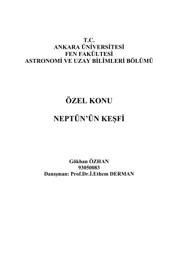 ÖZEL KONU NEPTÜN'ÜN KEŞFİ - Ethem DERMAN - Ankara ...