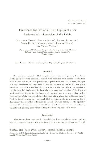 Functional Evaluation of Flail Hip Joint after Periacetabular ...