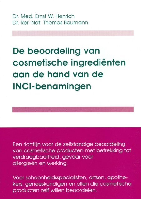 registreren Kneden adelaar E-boek: cosmetica ingrediënten - Huidcentrum