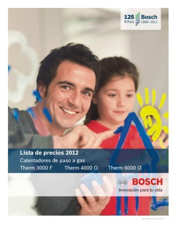 Lista de precios 2012 Calentadores de paso a gas Bosch Lista de precios 2012
