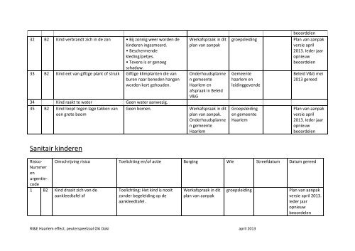 Plan van aanpak Risico inventarisatie & evaluatie ... - Haarlem Effect
