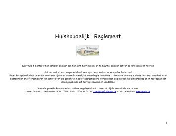 Huishoudelijk reglement buurthuis 't Senter - Gemeente Lendelede