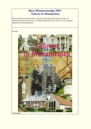 Geloven in Monumenten - Maarn Maarsbergen Natuurlijk
