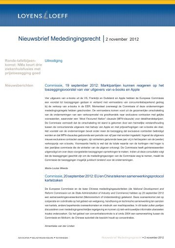 Nieuwsbrief Mededingingsrecht 10 - Loyens & Loeff