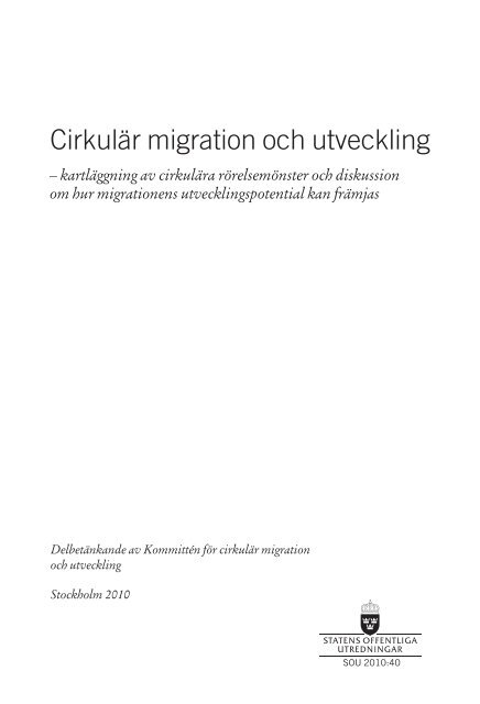 Cirkulär migration och utveckling - kartläggning av ... - Regeringen
