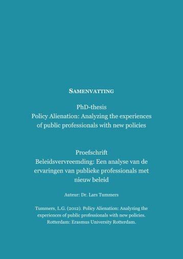 PhD-thesis Policy Alienation: Analyzing the ... - Lars Tummers