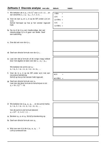 Zelftoets 2 Discrete analyse vwo a&c - de Wageningse Methode