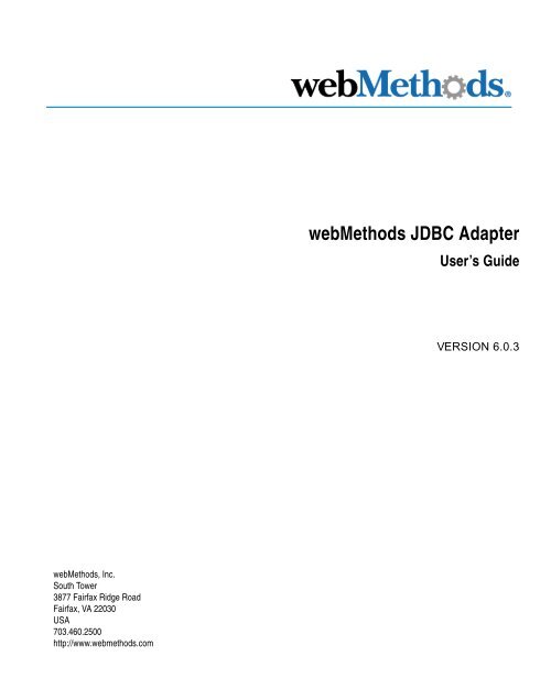 Webmethods Jdbc Adapter User Guide Software Ag Documentation