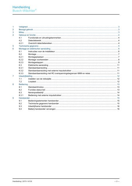 Handleiding Busch-Wächter® 6855-500 AGM-… 110 MasterLINE