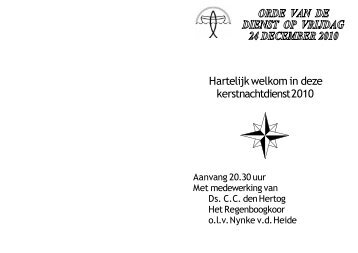 Hartelijk welkom in deze kerstnachtdienst 2010 - CGKV ...