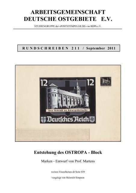 Rundschreiben 211 - der Arbeitsgemeinschaft "Deutsche Ostgebiete ...