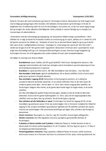 Formandens skriftlige beretning 2012-2013 - ab-vesterparken.dk