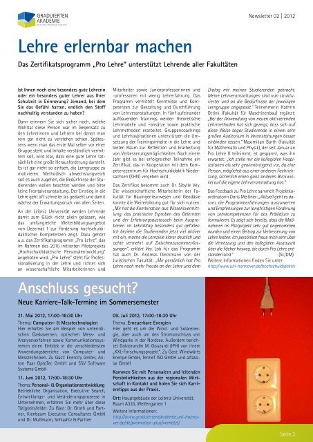 Newsletter 02 | 2012 - Graduiertenakademie - Leibniz Universität ...