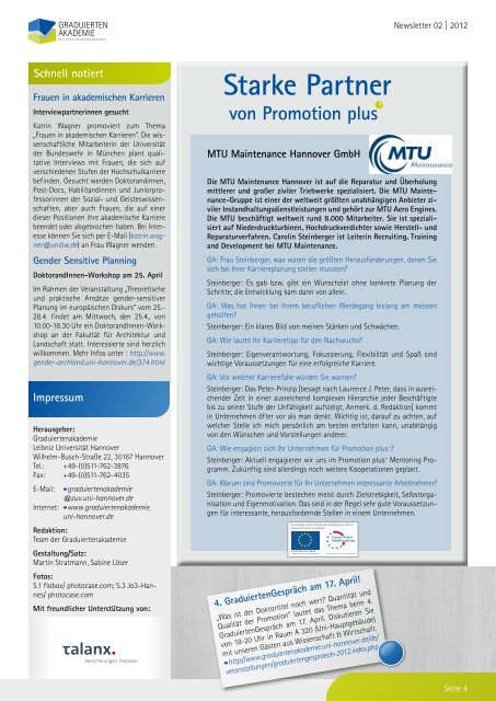 Newsletter 02 | 2012 - Graduiertenakademie - Leibniz Universität ...