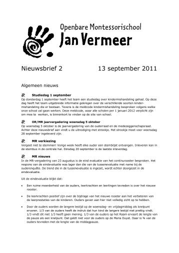 2. 13 september 2011 - Openbare Montessorischool Jan Vermeer