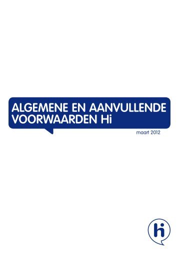 Algemene en AAnVUllenDe VoorwAArDen Hi - Telecombinatie