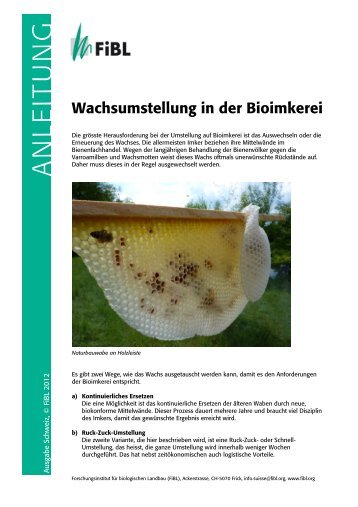 Wachsumstellung in der Bioimkerei, Anleitung (pdf 870Kb) - AGNI
