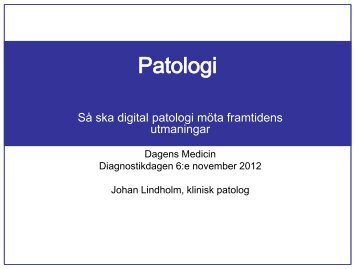 Johan Lindholm: Så ska digital patologi möta ... - Dagens Medicin