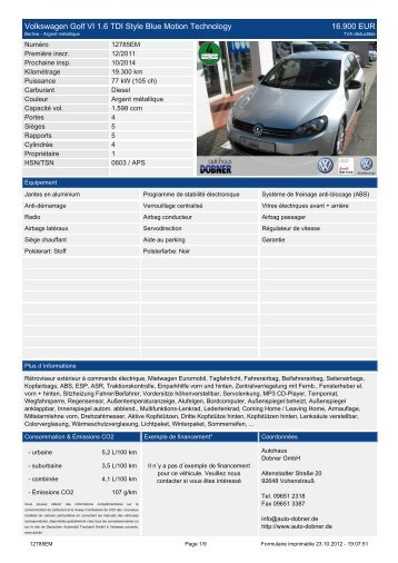 Volkswagen Golf VI 1.6 TDI Match ... - Autohaus Dobner