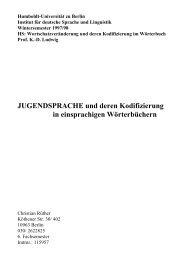 JUGENDSPRACHE und deren Kodifizierung in ... - Christian Rüther