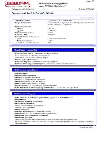 Ficha de datos de seguridad - Carlo Erba Reagents