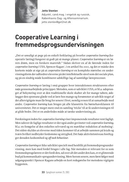 Cooperative Learning i fremmedsprogsundervisningen