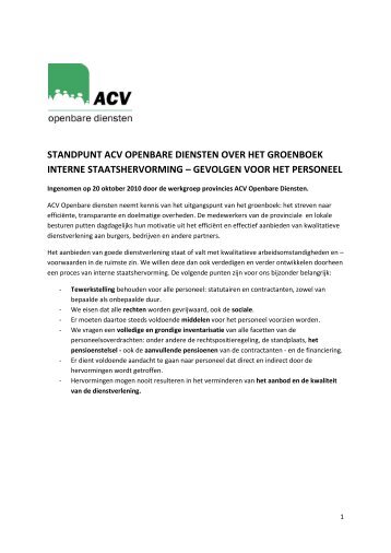Groenboek Provincies ACV-Openbare Diensten ... - acv lrb Gent