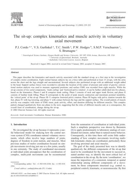 The sit-up: complex kinematics and muscle activity in voluntary axial ...
