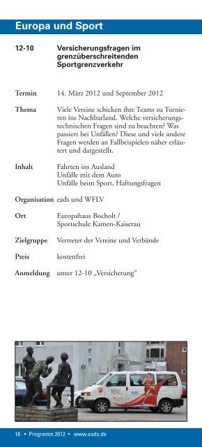 programm 2012 - Europäische Akademie des Sports in Velen ev