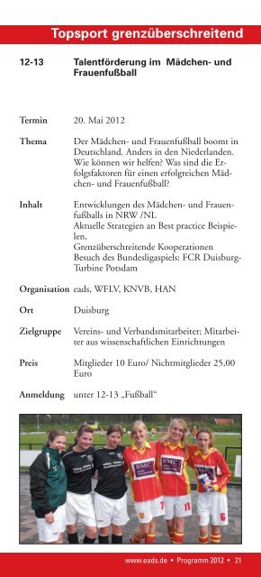 programm 2012 - Europäische Akademie des Sports in Velen ev