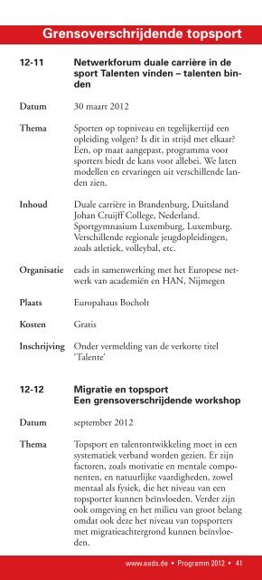 programm 2012 - Europäische Akademie des Sports in Velen ev