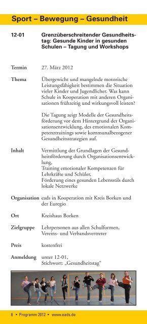 programm 2012 - Europäische Akademie des Sports in Velen ev