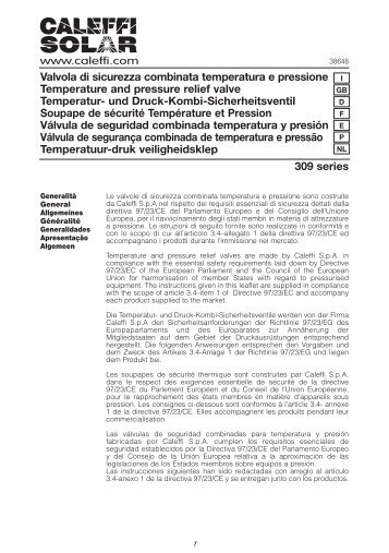 Valvola di sicurezza combinata temperatura e pressione ... - Caleffi