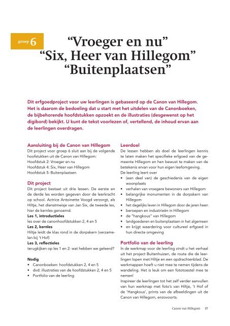 Handleiding voor de docent 'Canon van Hillegom ... - Erfgoedspoor