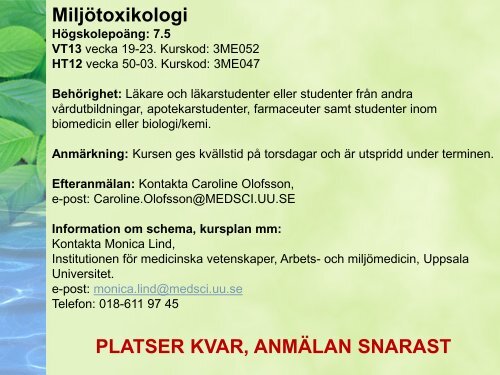 Vill du lära dig hur kemikalier i miljön påverkar hälsan? - Arbets- och ...