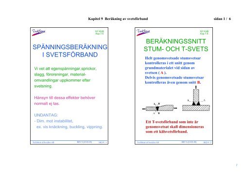 UTFORMNING AV SVETSFÖRBAND - Weld on Sweden