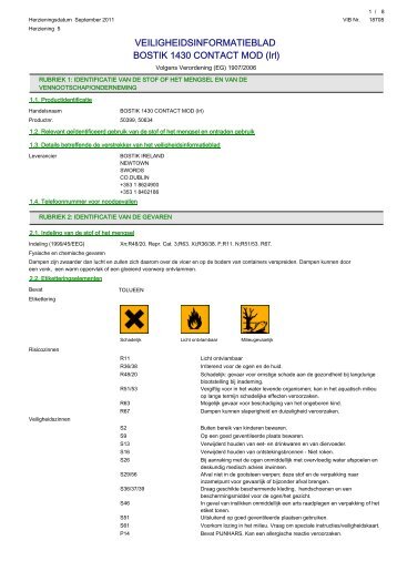 VEILIGHEIDSINFORMATIEBLAD BOSTIK 1430 CONTACT MOD (Irl)